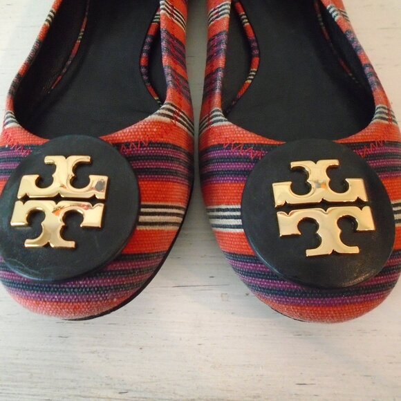 EUC 💥 TORY BURCH REVA MULTICOLOR FLATS ~ SIZE 7 ~ GORGEOUS! - Picture 3 of 6